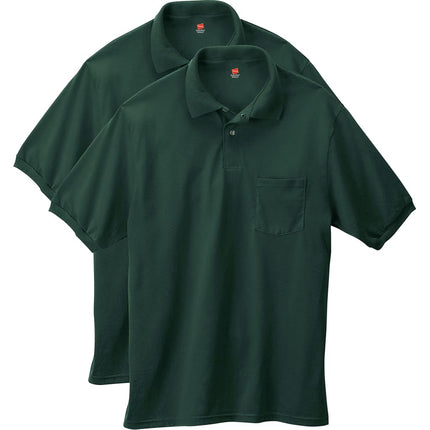 Hanes Men's Short Sleeve Jersey Pocket Polo, Deep 