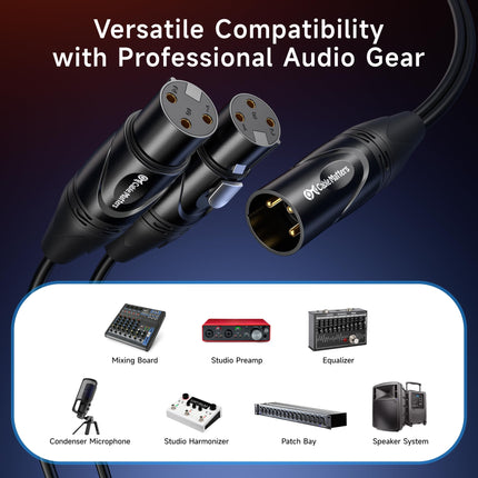 Cable Matters Cable Divisor XLR Balanceado - 0.5m, Cable XLR en Y Macho a 2 Hembras, Divisor de Micrófono 1 Macho a 2 Hembras