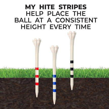 Champ 2-3/4" My Hite FlyTee White/Blue Stripe Golf Tee, 100 Count