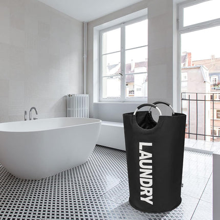DOKEHOM 90L Large Laundry Basket Bag, Collapsible Tall Hamper, Black