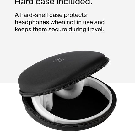 Belkin SoundForm Mini Kids Wireless Headphones w/Built-in Microphone, 30H of Playback Time, Fun Stickers, & Case - Over-Ear Headsets for Online Learning, School, iPhone, iPad, Galaxy, & More - White