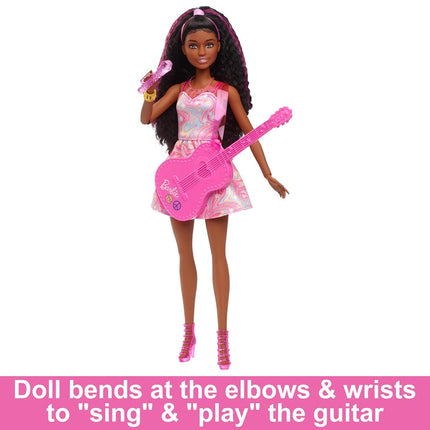 Barbie 65th Anniversary Doll & 10 Accessories, Pop Star Set with Brunette Singer Doll, Stage with Moving Feature & More, HRG43