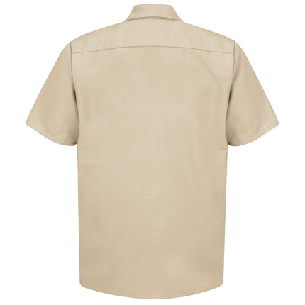 Red Kap Men's Industrial Work Shirt, Short Sleeve Utility Button, Light Tan, Large