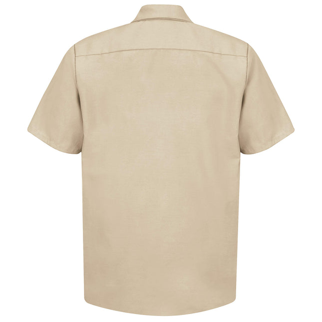 Red Kap Men's Industrial Work Shirt, Short Sleeve Utility Button, Light Tan, Large
