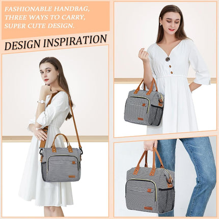 Insulated Lunch Bag - Large Portable Cooler Lunch Box for Office Work School Picnic Beach Workout - Reusable Freezable Tote Lunch Bag Organizer with Adjustable Shoulder Strap for Women Men Adult