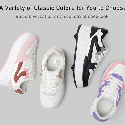ANEFUN Roller Skate Shoes for Kids Boys Girls Sneakers with Detachable Wheels Sport Shoe White/Purple