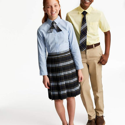 French Toast Boys' Short Sleeve Classic Poplin Dress Shirt (Standard & Plus), Yellow, 5 Years
