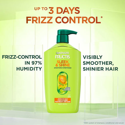 Garnier Fructis Sleek & Shine Conditioner for Frizzy Hair, 33.8 Ounce Bottle