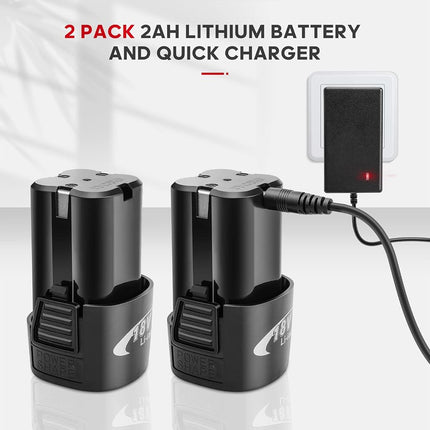 FAHKNS Llave de carraca inalámbrica extendida de 18 V, juego de llaves eléctricas de 3/8, 45 ft-lbs (60 N.m) 400RPM de potencia, 2 baterías de iones de litio de 2.0 Ah, 7 vasos (10/11/12/13/14/15/17mm) y cargador, gatillo de velocidad variable