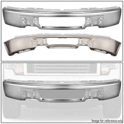 DNA MOTORING Parachoques delantero compatible con Ford F-150 09-14, sin recorte para faros antiniebla, cromado, BUMP-F-F15009-FB-02-CH