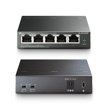 TP-Link TL-SG1005P, 5 Port Gigabit PoE Switch, 4 PoE+ @65W, Black