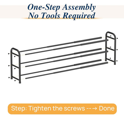 ENJOYBASICS 3 Tier Expandable Shoe Rack, Metal Small Shoes Shelf, Black