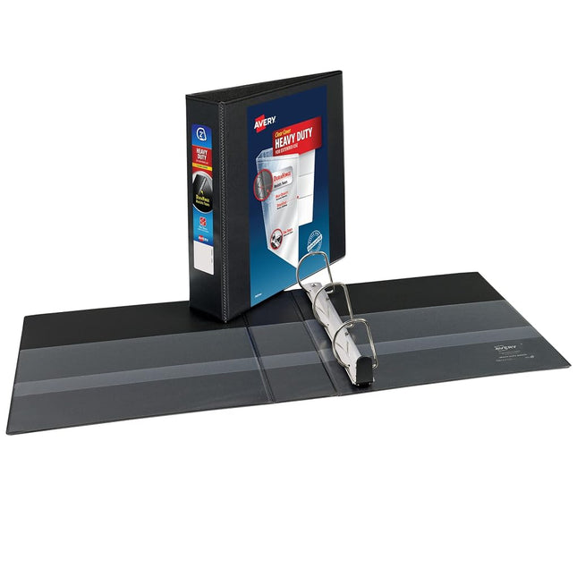 Avery Heavy Duty View 3 Ring Binder, 2" One Touch Slant Ring, Holds 8.5" x 11" Paper, 4 Black Binders (79872)