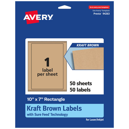 Avery Kraft Brown Rectangle Labels with Sure Feed,