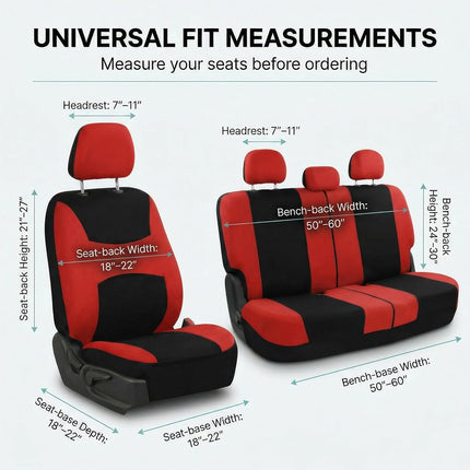 FH Group Automotive Seat Covers Red Universal Fit Bucket and Bench Cover fits most Cars, SUVs, and Trucks (Full Set Airbag Compatible with Split Bench) FB030RED115