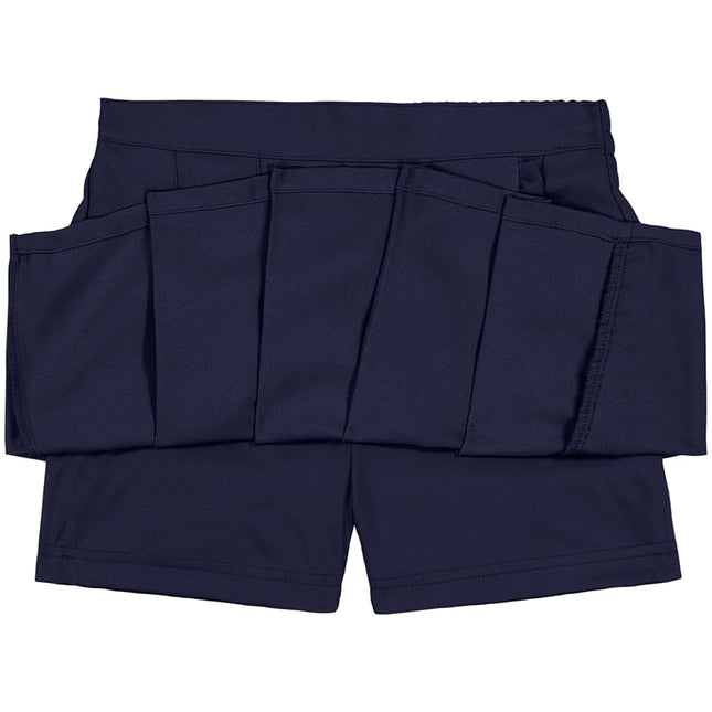 Nautica Girls' School Uniform Pleated Pull-on Scooter Skirt with Undershorts, Knit Waistband & Functional Pockets, Navy, 6