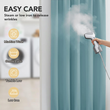 Deconovo Blackout Door Curtain for Glass Doors & Sidelights, Thermal Insulated Privacy Panel with Dual Rod Pockets & Adjustable Tieback, Machine?Washable Curtain (36W x 72L, Sky Blue, 1 Panel)