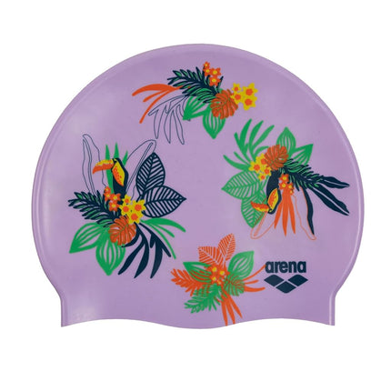 arena Unisex Junior Print Swim Cap for Boys and Girls, 100% Silicone, One Size, Toucans