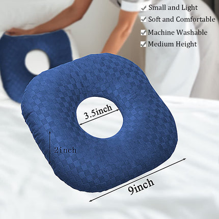 Wuronsa Ear Piercing Pillow for Side Sleepers, Pillow with an Ear Hole for CNH and Ear Pain Ear Inflammation Pressure Sores, O-Shaped Side Sleeping Pillow, Ear Guard Pillow(Dark Blue)