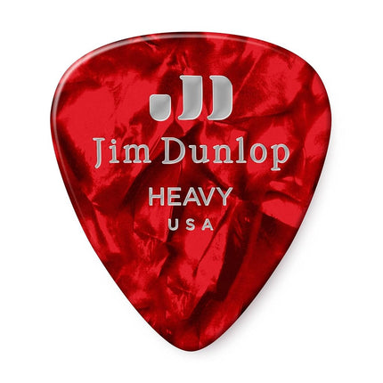 Dunlop 483R09HV Genuine Celluloid, Red Pearloid, Heavy, 72/Bag