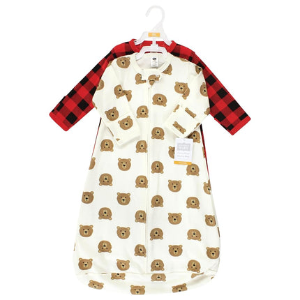 Hudson Baby BabyCotton Long-Sleeve Wearable Sleeping Bag, Sack, Blanket, Brown Bear Long Sleeve, 3-9 Months