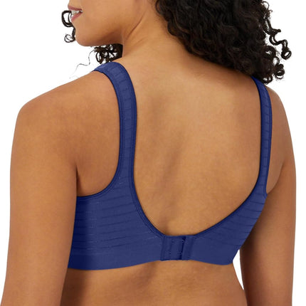 Bali Women's Wireless, Comfort Revolution Seamless Bra, ComfortFlex Fit, Moisture-Wicking, in the Navy Stripe, 3X-Large
