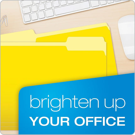 Pendaflex Two-Tone Color File Folders, Letter Size, Yellow, 1/3 Cut, 100 per Box (152 1/3 YEL)