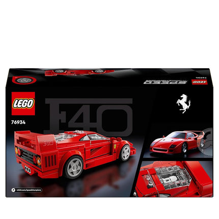LEGO® Speed Champions Ferrari F40 Supercar 76934 Buildable Vehicle, Toy Model Car Playset with Driver Minifigure, Collectible Building Set for Kids, Toy for Boys and Girls