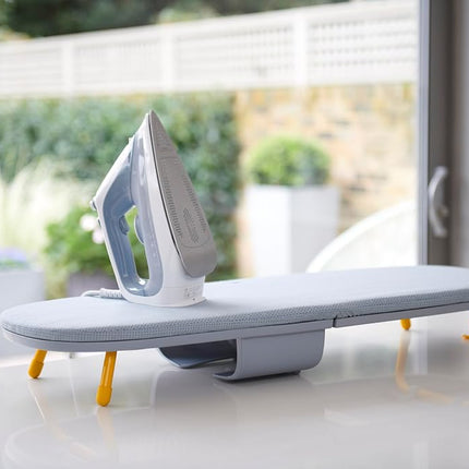 Joseph Joseph Pocket Folding Space-Saving, Compact table-top Ironing Board Regular, Grey/Yellow