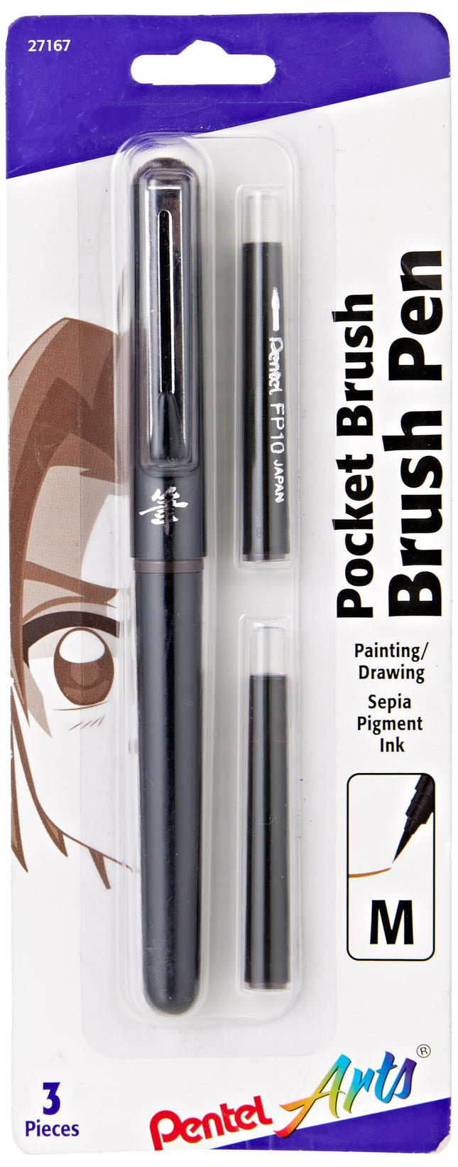 Pentel ARTS Pocket Brush Pen Sepia, Brown, One Siz