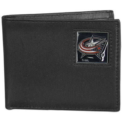 Billetera plegable de cuero Columbus Blue Jackets® en caja de regalo