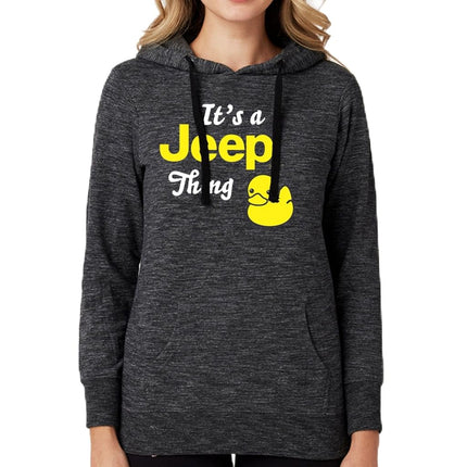 Sudadera con Capucha Jeep Ladies It's a Thing de Felpa Francesa con Pato – Gris Jaspeado | Peso Medio | Exclusivo de Detroit Shirt Company, Gris Jaspeado, Grande