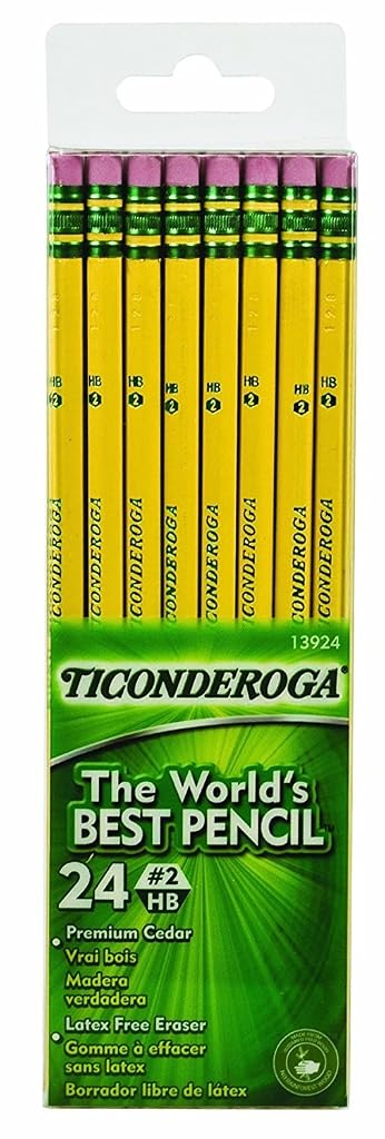 Ticonderoga Dixon Wood-Cased #2 HB Pencils, Six 24-Count Hang-Tab Boxes, Total 144 Pencils, Yellow (13924)