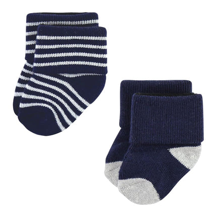 Hudson Baby Chaussettes riches en coton pour nouveau-nés et chaussettes en tissu éponge pour bébés filles, maman papa garçon marine rouge, 0-6 mois