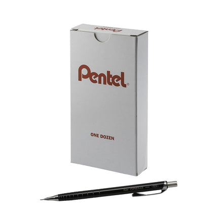 Pentel Orenz Mechanical Pencil 0.5Mm Fine Line, Black Barrel, Box of 12 (PP505A)