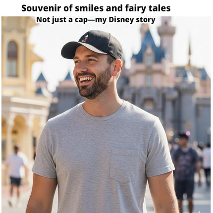 Disney Men's Mickey Mouse Baseball Cap, Snap-Back Dad Hat, Black, L-XL