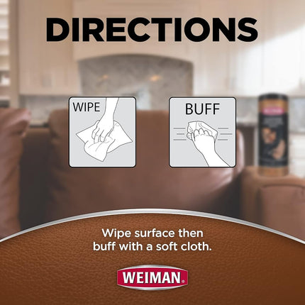Weiman Leather Wipes - 2 Pack - Clean Condition UV Protection Help Prevent Cracking or Fading of Leather Furniture, Car Seats & Interior, Shoes and More