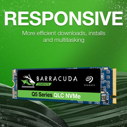 Seagate BarraCuda Q5 SSD, 1 TB, SSD interno, M.2 NVMe PCIe Gen3 ×4, 3D QLC, para ordenador de sobremesa o portátil (ZP1000CV3A001)
