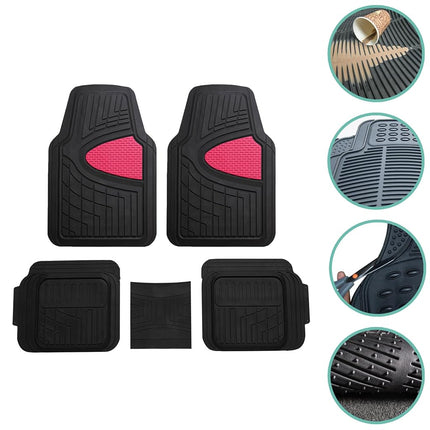 New Title: FH Group Car Floor Mats - Heavy-Duty Rubber Floor Mats for Cars, Universal Fit Full Set, Trimmable Automotive Floor Mats, Climaproof Floor Mats for Most Sedan, SUV, Truck Floor Mats Pink