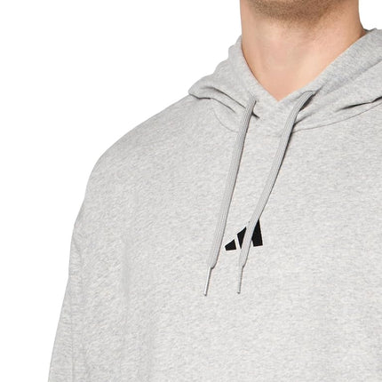 adidas Men's Essentials Feel Cozy Fleece Hoodie Hoodie Medium Grey Mottled/Black, X-Small, Medium grey mottled/black, XS