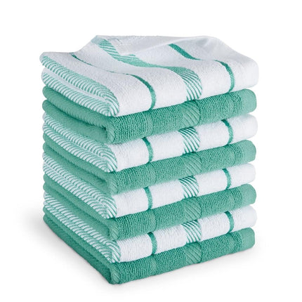 KitchenAid Albany Dishcloth 8 Pack Set, Aqua Sky/W