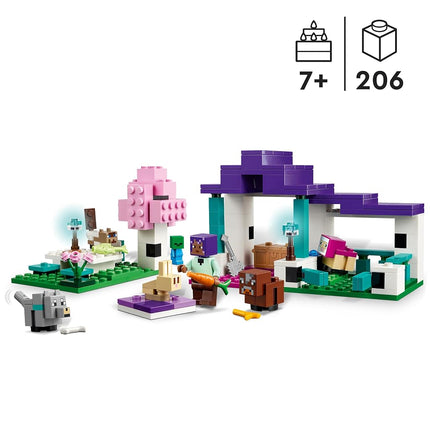 LEGO Minecraft The Animal Sanctuary, Building Toys for Girls and Boys Aged 7 Plus with Character Figures, plus Baby Zombie, Cow, Wolf, Rabbit, Magenta Sheep & Cat, Gift for Gamers and Kids 21253