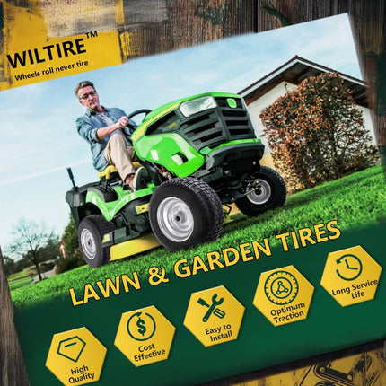 Wiltire 16x6.50-8 Flat Free Lawn Mower Front Tire and Wheel (2 Pack)