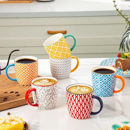 Cerkik Ceramic 10 Oz / 280 ml Coffee Mugs Set of 6