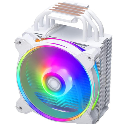 Cooler Master Hyper 212 Halo CPU Air Cooler - Pure White Aluminium Finish, 4 Continuous Direct Contact Heat Pipes with Fins, MF120 Halo2 ARGB Fan, ARGB Auto Detect, LGA1700 & AM5 Brackets - White