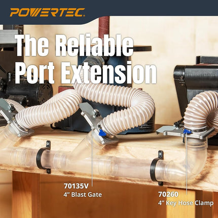 POWERTEC Clear PVC Pipe 4" x 36" Long, 4PK Plastic Tubing and 10PK Pipe Straps w/Anchors & Screws Compatible w/Dust Collection Fittings - Hose for Woodworking Tools (70470)