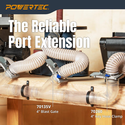 POWERTEC Clear PVC Pipe 4" x 36" Long, 4PK Plastic Tubing and 10PK Pipe Straps w/Anchors & Screws Compatible w/Dust Collection Fittings - Hose for Woodworking Tools (70470)