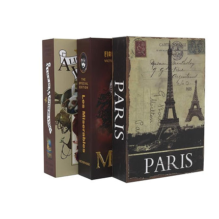 Real Paper Diversion Book Safe storage box, dictionary secret safe with code lock/key, flip book hidden safe (M Combination, Les Miserables)