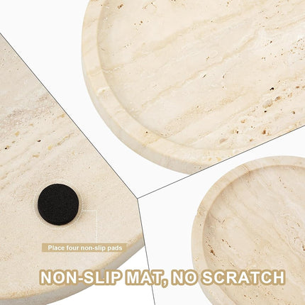 Koville Italian Natural Travertine Vanity Decorative Marble Tray, 12"x6" Light Beige Travertine Wabi Sabi Tray for Countertop Organizer, Catchall Tray for Perfume, Candles, Jewelry