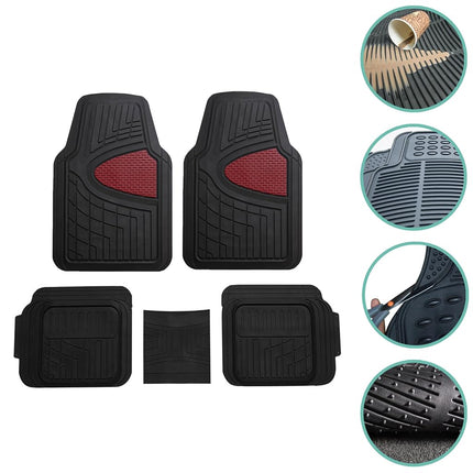 FH GROUP Burgundy F11511BURGUNDY Heavy Duty Tall Channel Floor Mats All-Weather Accessories for Trucks, Cars, and Automotive Purposes Trim-to-Fit